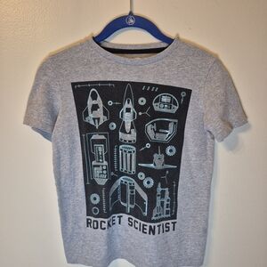 Old Navy Rocket Scientist Graphic Tee for Kids - Grey with Teal